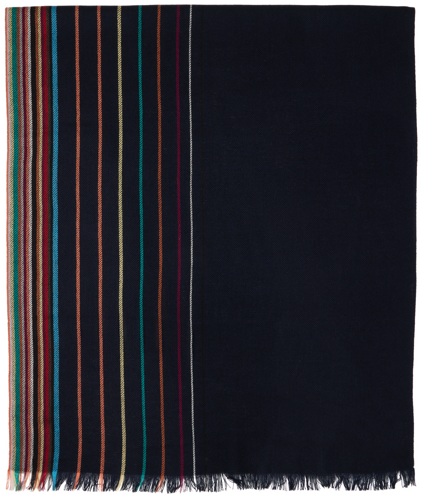 Paul Smith Navy Signature Stripe Scarf In 47 Blues