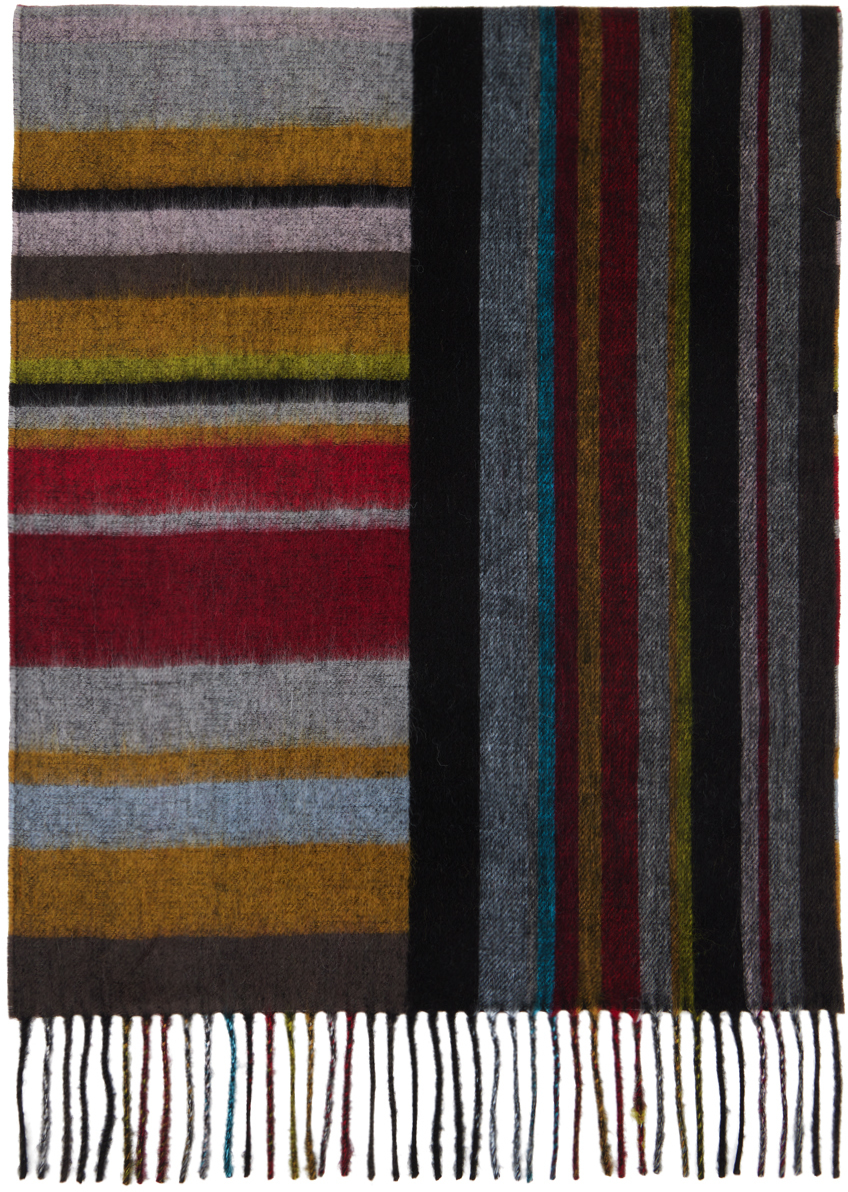 Paul Smith Multicolor Mixed Signature Stripe Scarf In 92 Multicolour