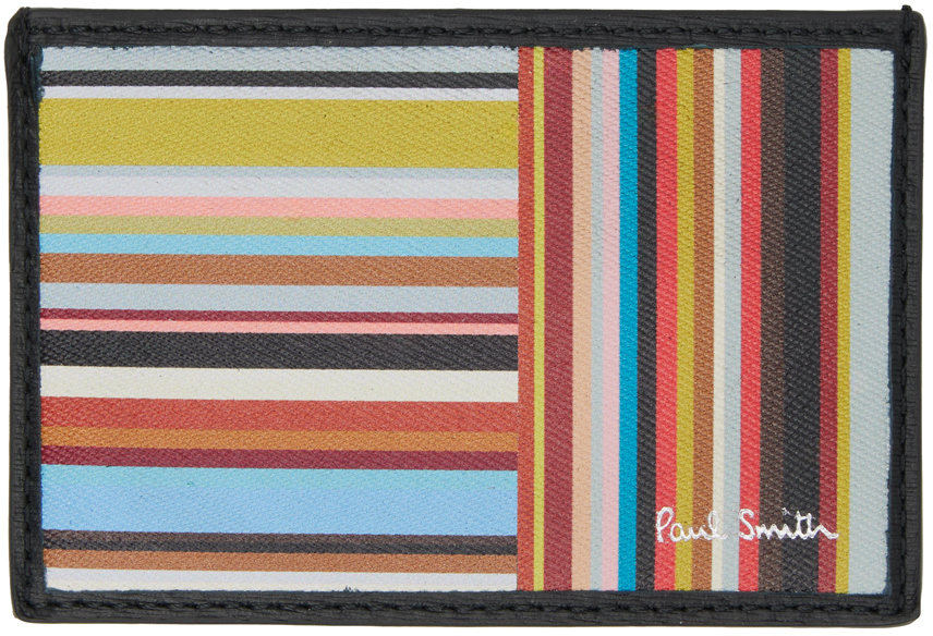 Multicolor Signature Stripe Card Holder
