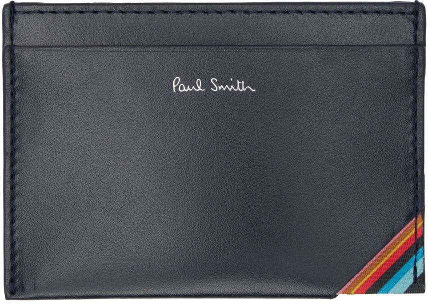 Paul Smith Navy Signature Stripe Card Holder In 47 Blues