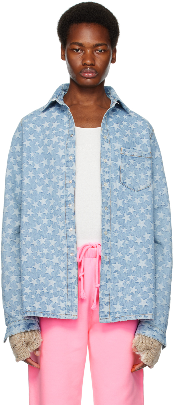 ERL BLUE PRESS-STUD DENIM JACKET