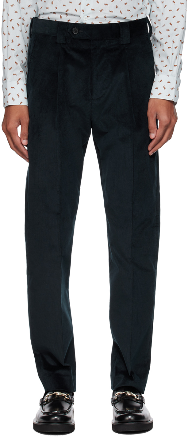 Paul Smith Navy Pleated Trousers In 47 Blues