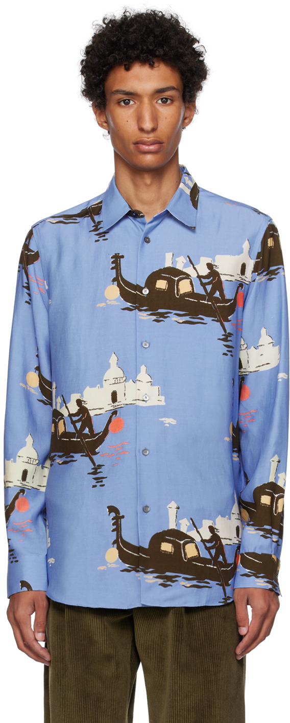 Paul Smith Blue Gondola Shirt In 41 Blues