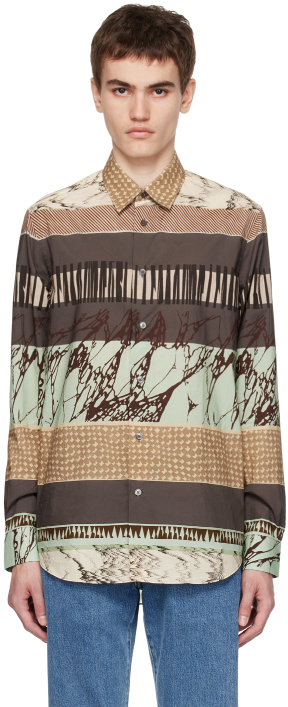 Beige & Brown Printed Shirt by Paul Smith on Sale