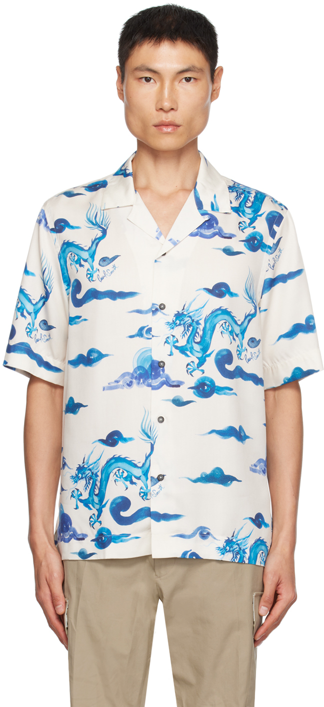 Off-White & Blue Regular Shirt by Paul Smith on Sale