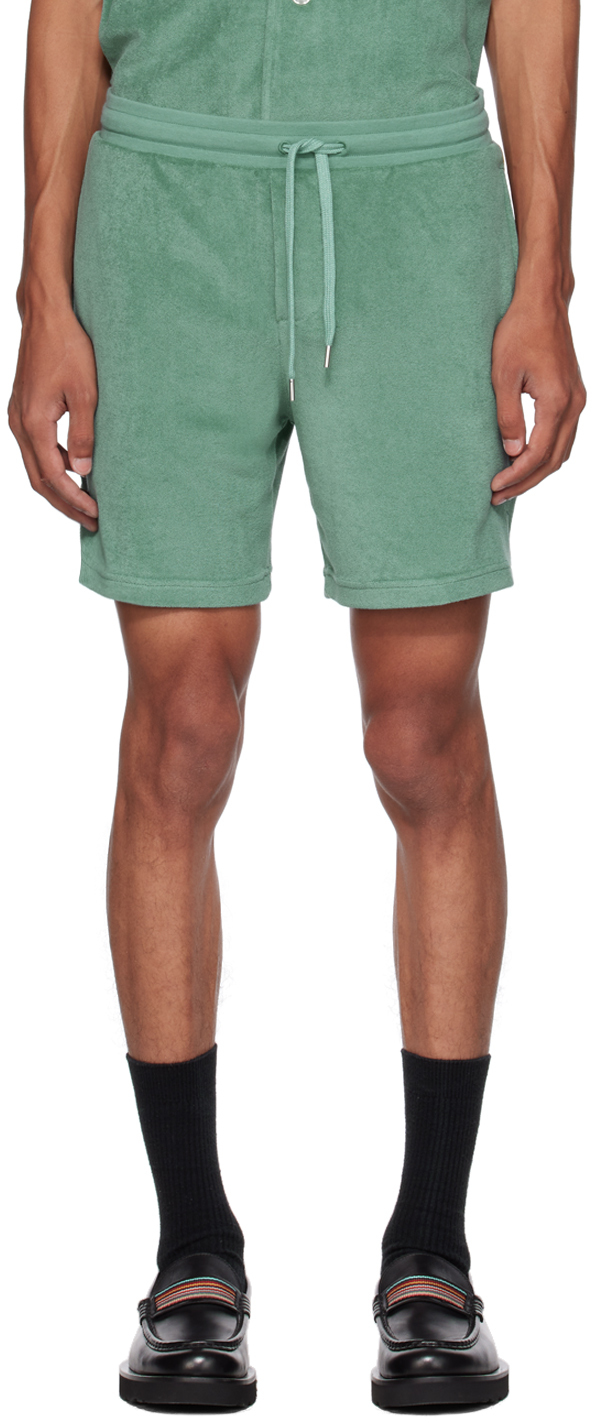 Paul Smith Green Striped Shorts In 42 Blues
