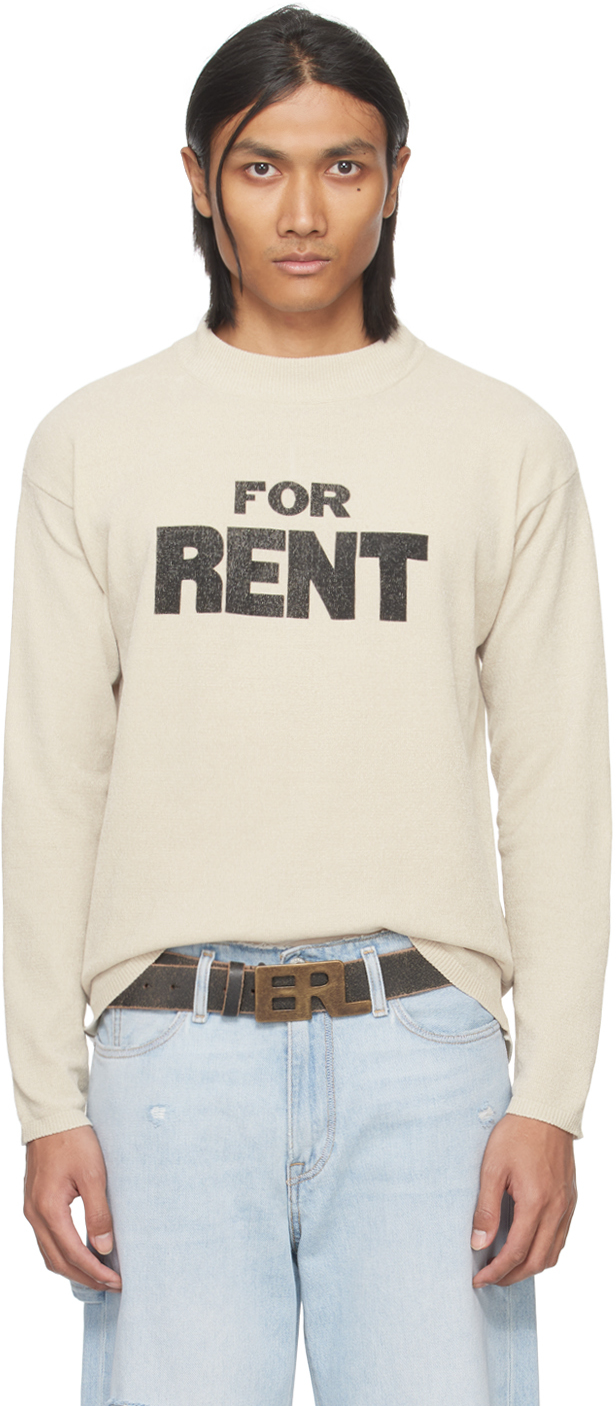 Erl For Rent-print Knitted Sweater In White