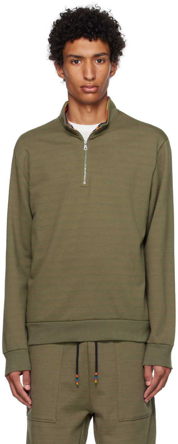 Shop Paul Smith Khaki Half-zip Sweatshirt In 63 Browns