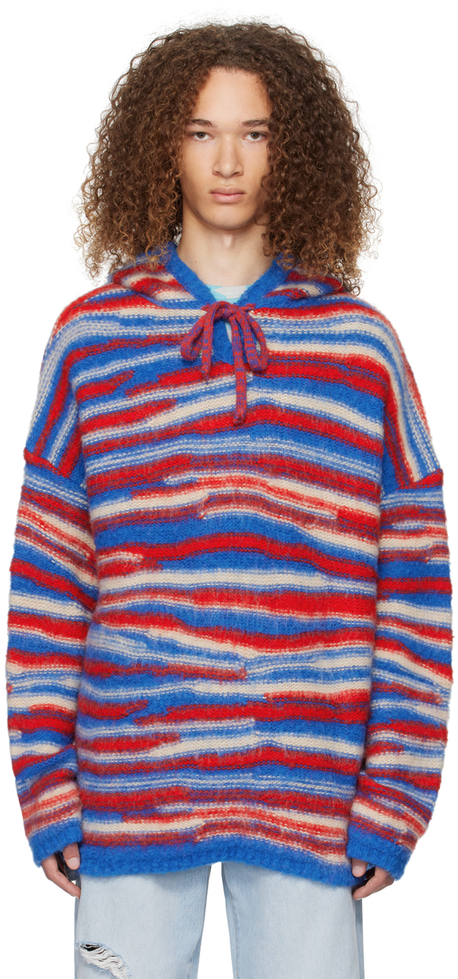 パーカー・フーディ ERL FW23 HOODED SHIRT (ERL07N015_REDBLUE) ERL(イーアールエル) パーカー・フーディ(メンズ) - 海外通販のBUYMA