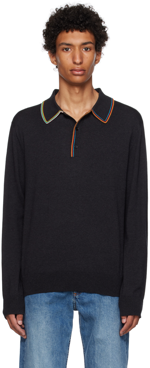 PAUL SMITH GRAY SIGNATURE STRIPE POLO
