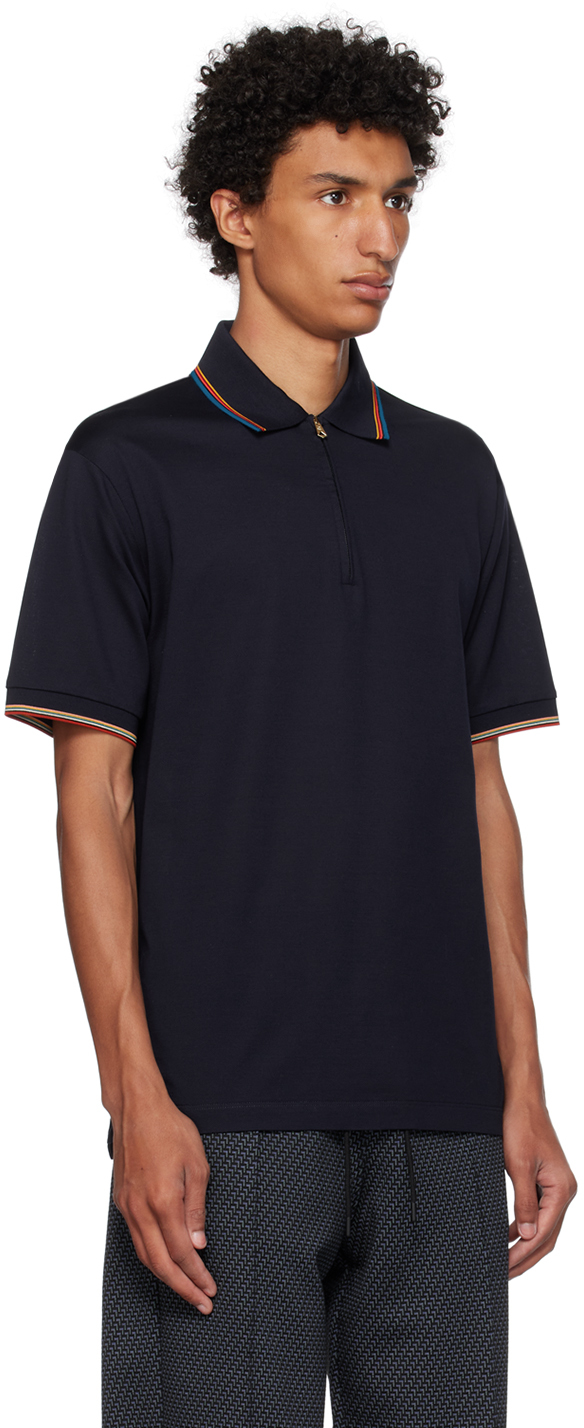 Navy Signature-striped cotton polo shirt, Paul Smith