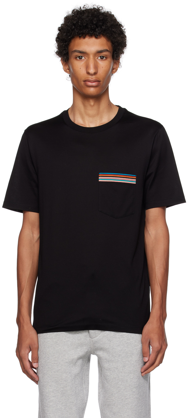 Shop Paul Smith Black Signature Stripe T-shirt In 79 Black