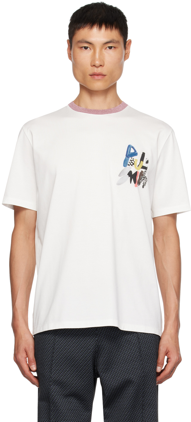 Paul Smith White Graphic T-shirt In 01 White