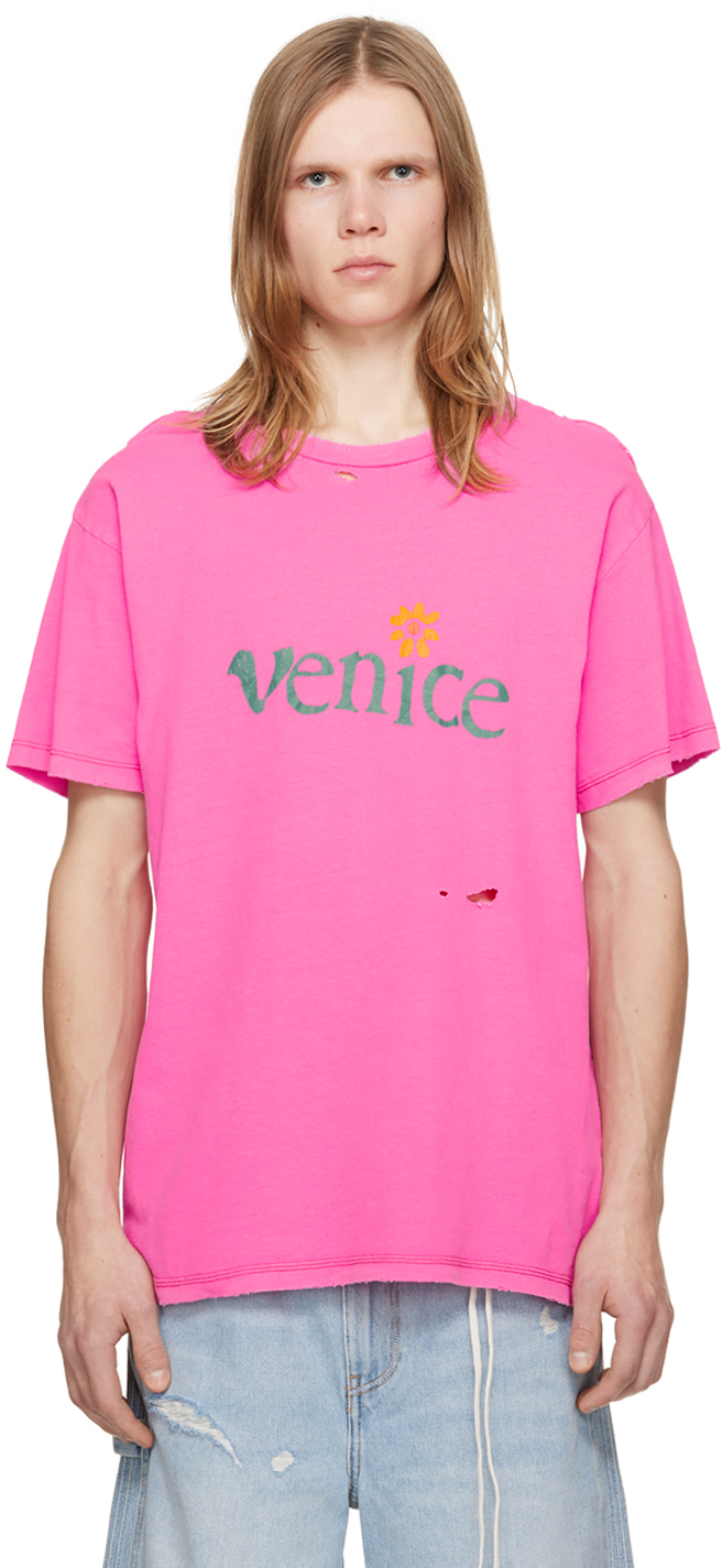 Shop Erl Pink 'venice' T-shirt