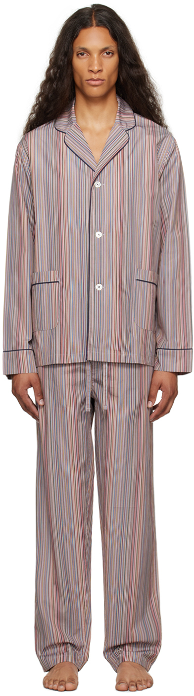 Multicolor Signature Stripe Pyjama Set