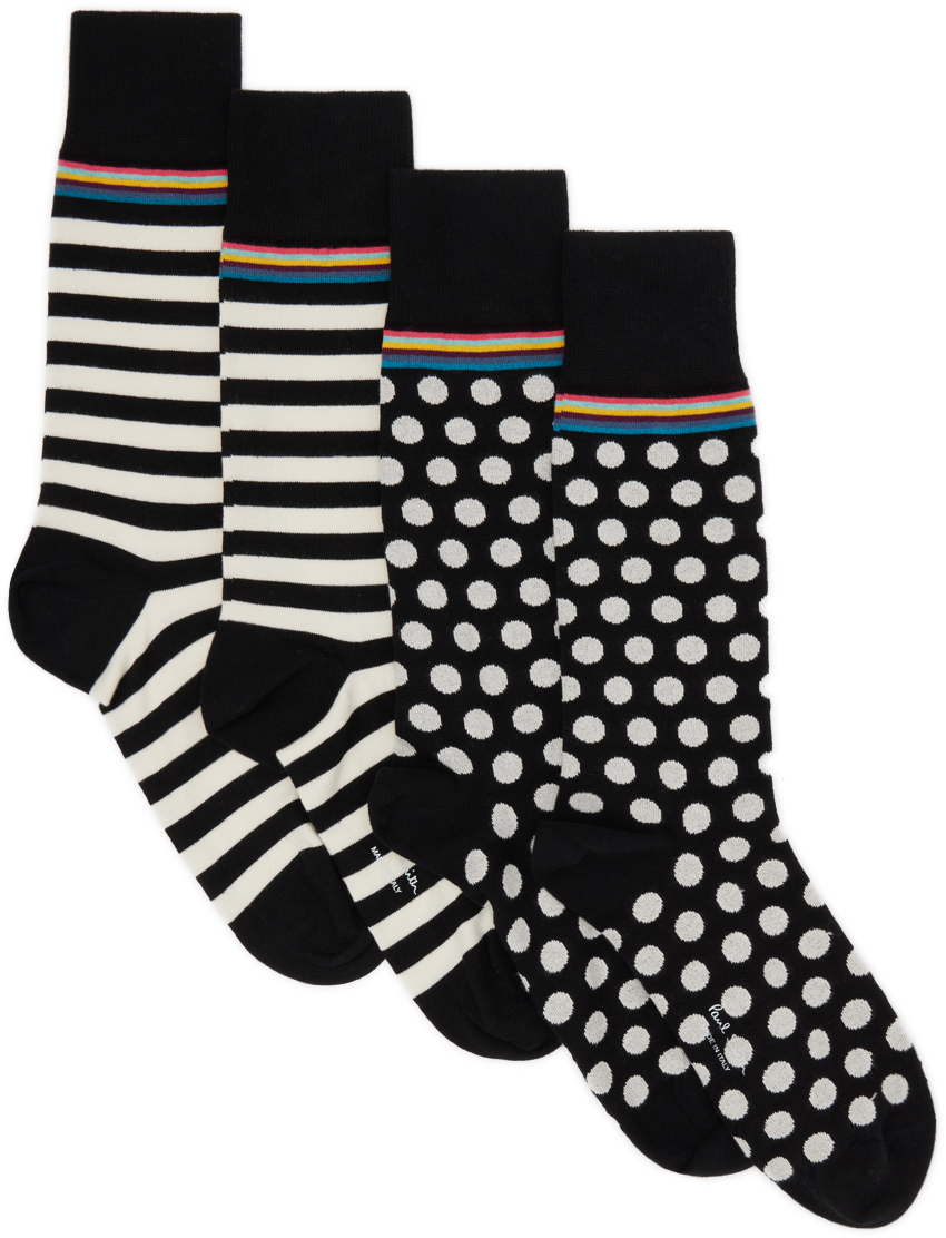 Paul Smith Two-pack Black & White Socks In 02a Black/white