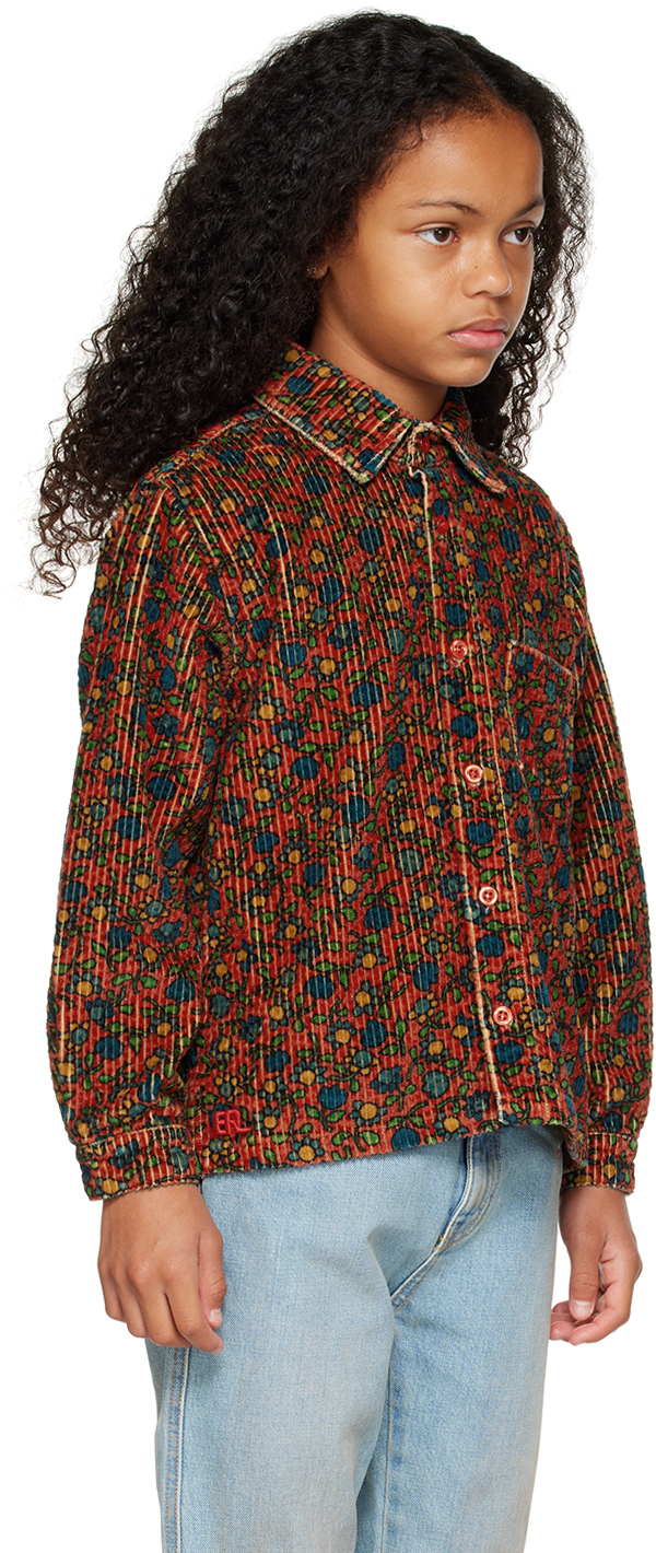Erl Floral-print Corduroy Shirt In Folksy Flow