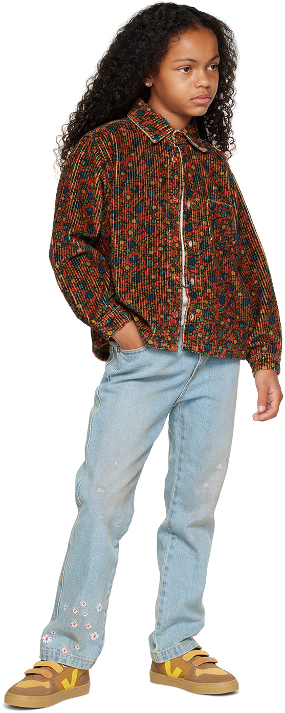 Erl Floral-print Corduroy Shirt In Folksy Flow