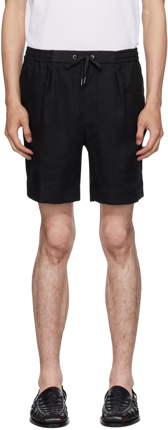 Ralph Lauren Purple Label Drawstring-waist Linen Shorts In Black