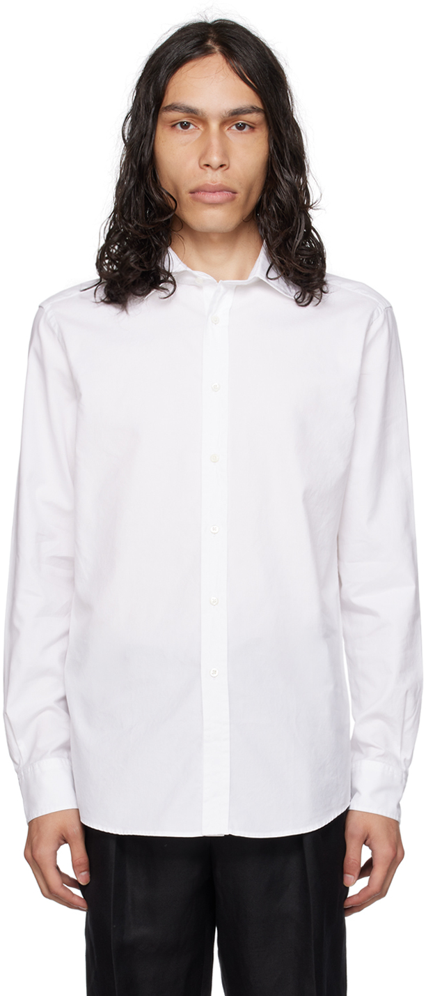White Spread Collar Shirt by Ralph Lauren Purple Label on Sale