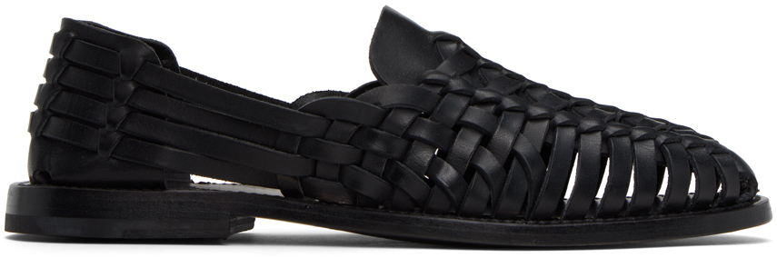 Black Hand-Woven Loafers