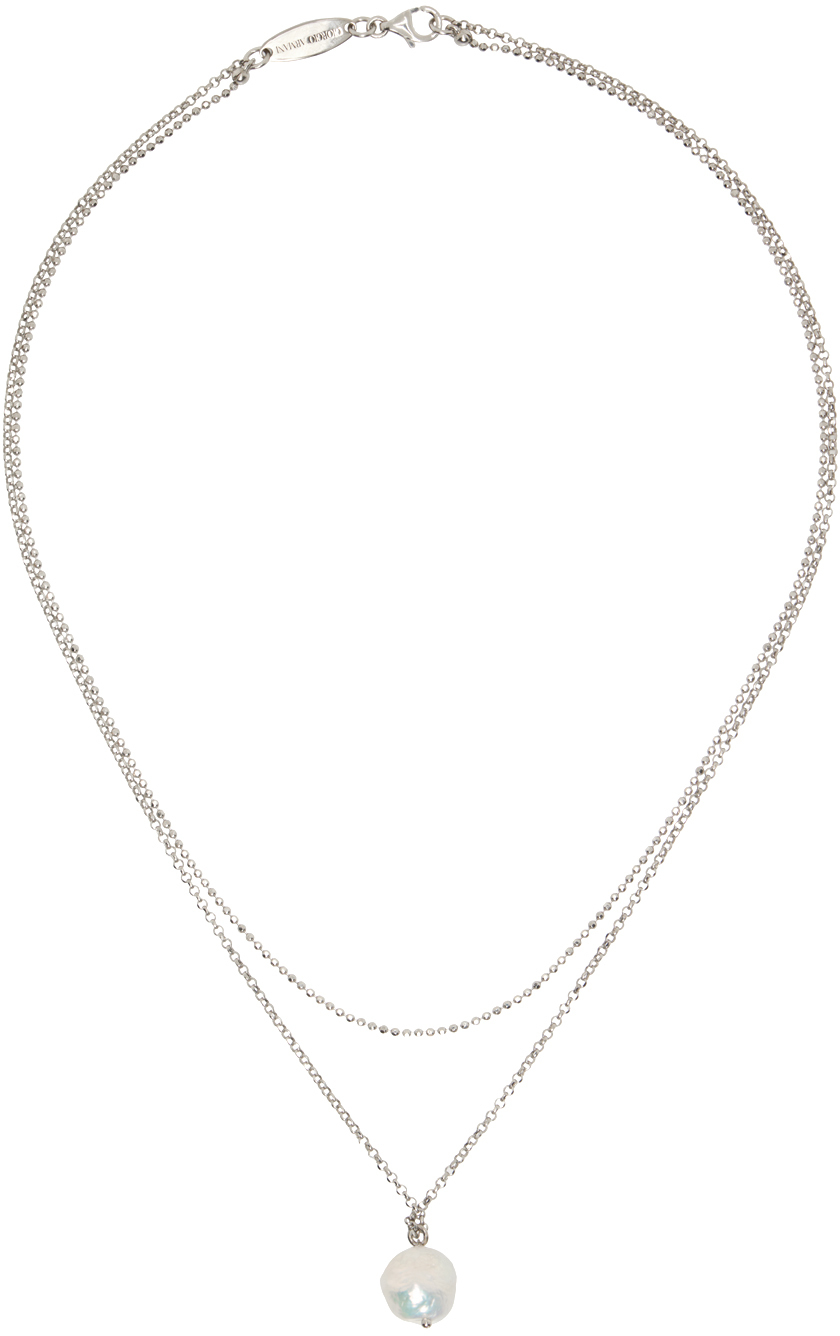 Giorgio Armani: Silver Tiered Necklace | SSENSE