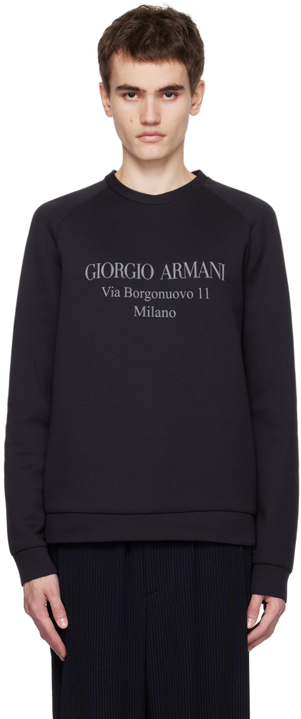 Shop Giorgio Armani Navy 'borgonuovo 11' Sweatshirt In Blu Zaffiro