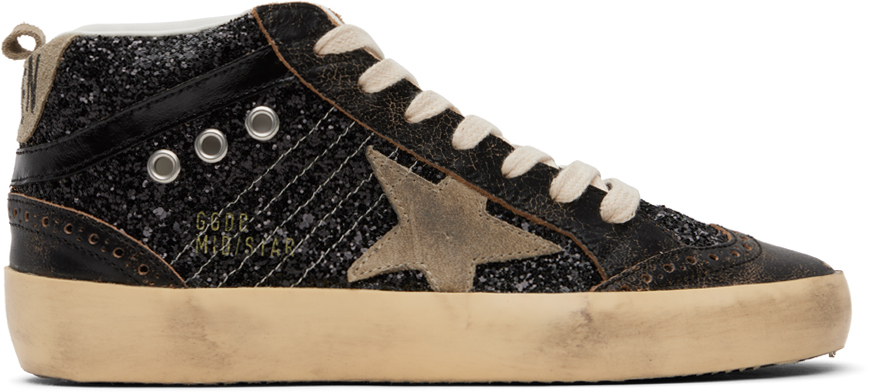 Black Mid Star Sneakers by Golden Goose on Sale