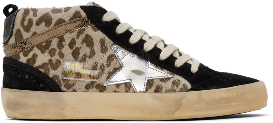 Golden Goose: Beige & Black Mid Star Sneakers | SSENSE Canada