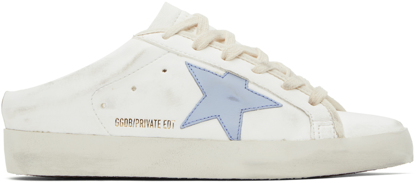 Golden Goose Ssense Exclusive White & Blue Ball Star Sabot Sneakers In White/blue Fog