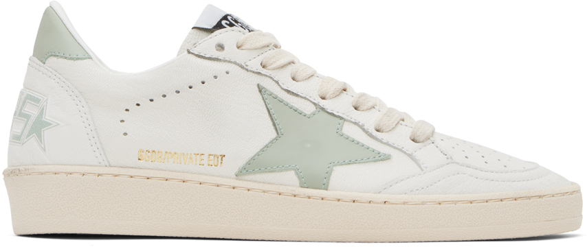 Golden Goose Ssense Exclusive White & Green Ball Star Sneakers In White/aqua Grey