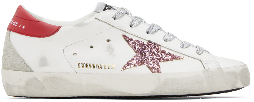 Golden Goose Ssense Exclusive White Super-star Sneakers In White/pink/red/ice