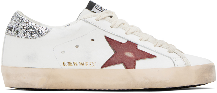 Golden Goose Ssense Exclusive White Limited Edition Superstar Sneakers In White/red/silver