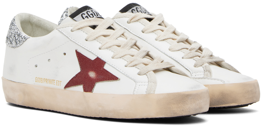 Golden Goose Ssense Exclusive White Limited Edition Superstar Sneakers In White/red/silver