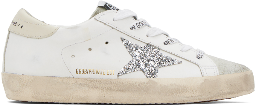 Golden Goose Ssense Exclusive White Super-star Sneakers In White/silver/ivory