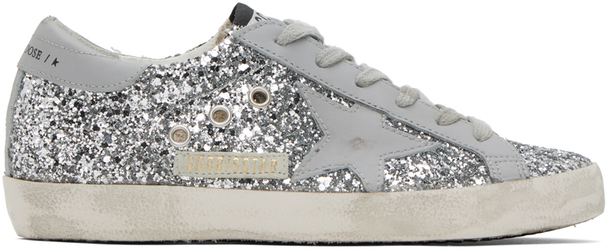 Golden Goose Silver-tone Super-star Glitter Sneakers