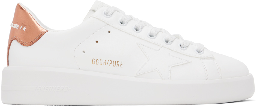 Golden Goose: White & Bronze Purestar Sneakers | SSENSE