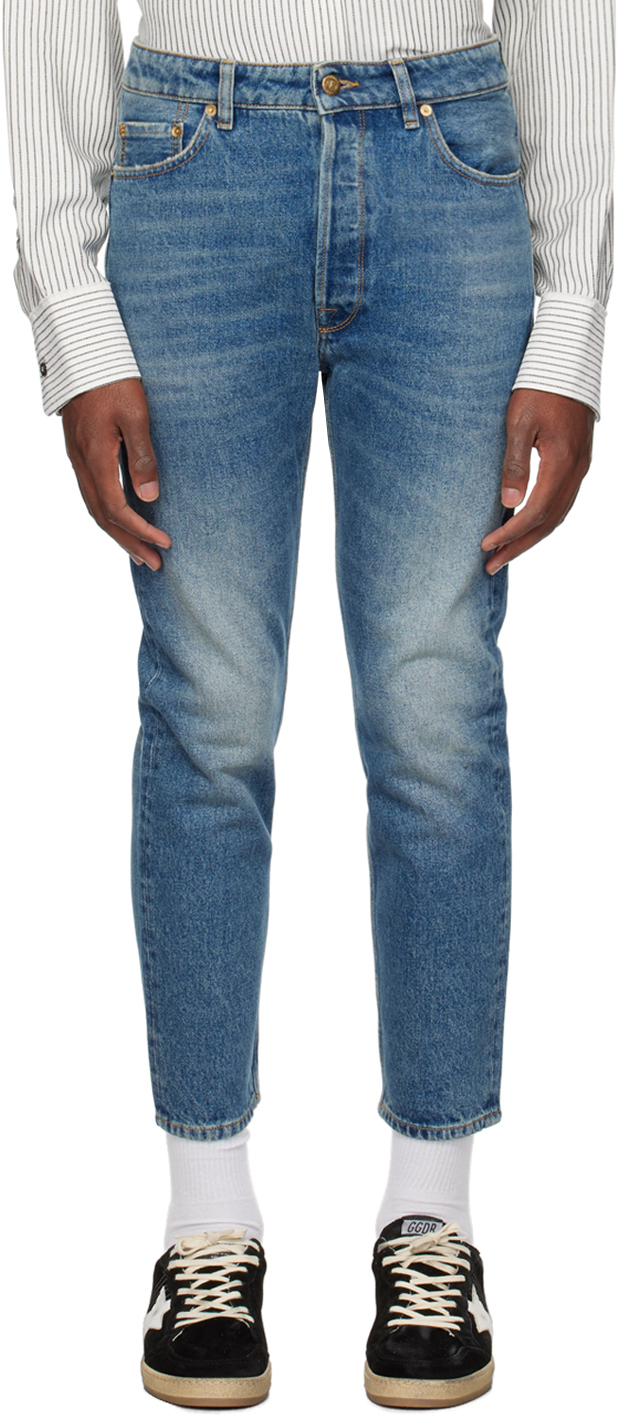 Shop Golden Goose Blue Slim Fit Jeans In 50100 Blue