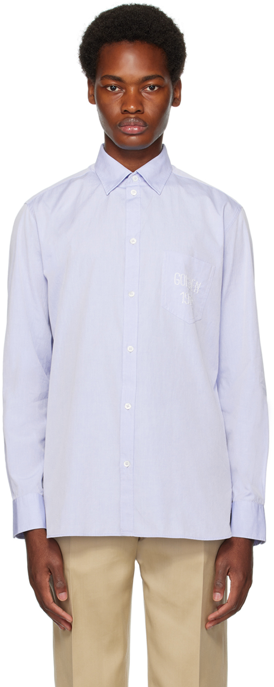 Blue Embroidered Shirt by Golden Goose on Sale