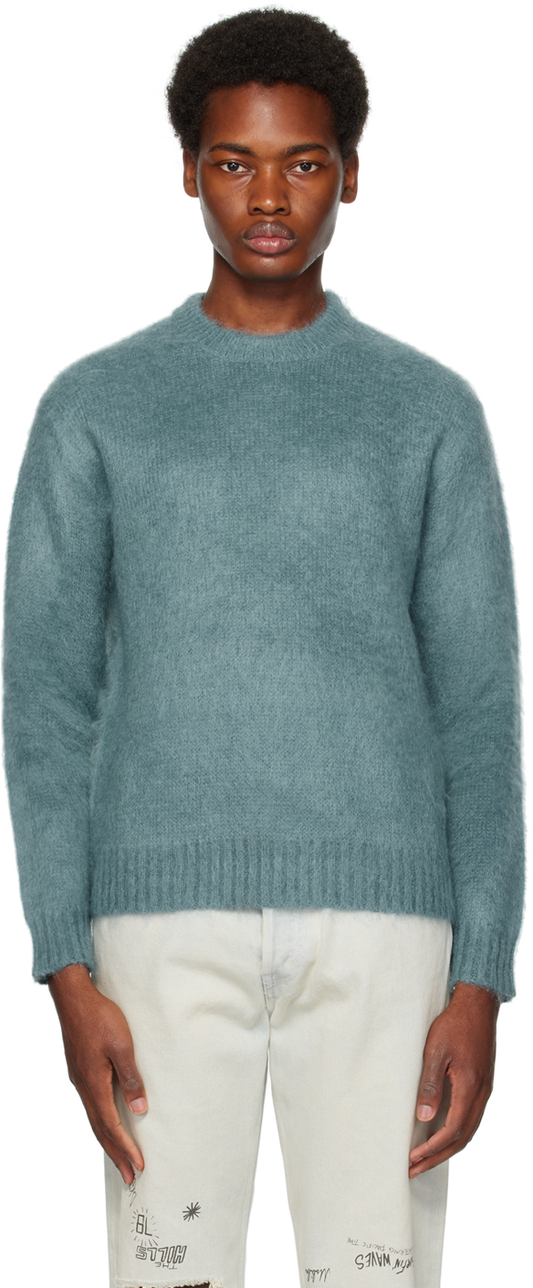 Shop Golden Goose Blue Brushed Sweater In 50792 Spring Lake