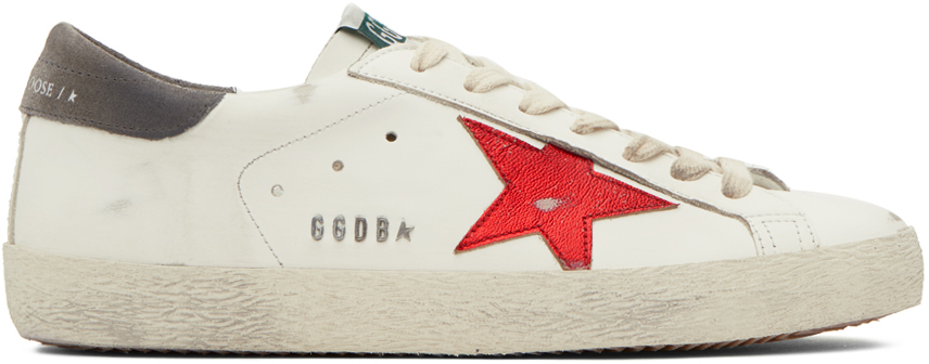 Golden Goose White & Red Super Star Sneakers