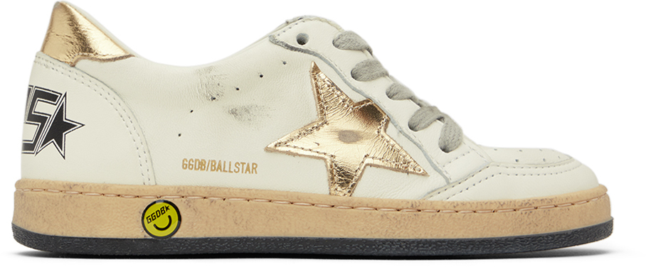 Enfant Baskets Ball Star blanc et dor Golden Goose en solde