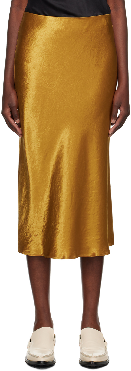 Shop Max Mara Yellow Alessio Midi Skirt In 065 Ochre