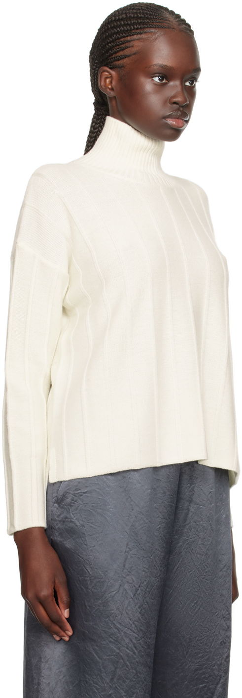 Max Mara Beira Wool Rib Knit Turtleneck Sweater In 008 White