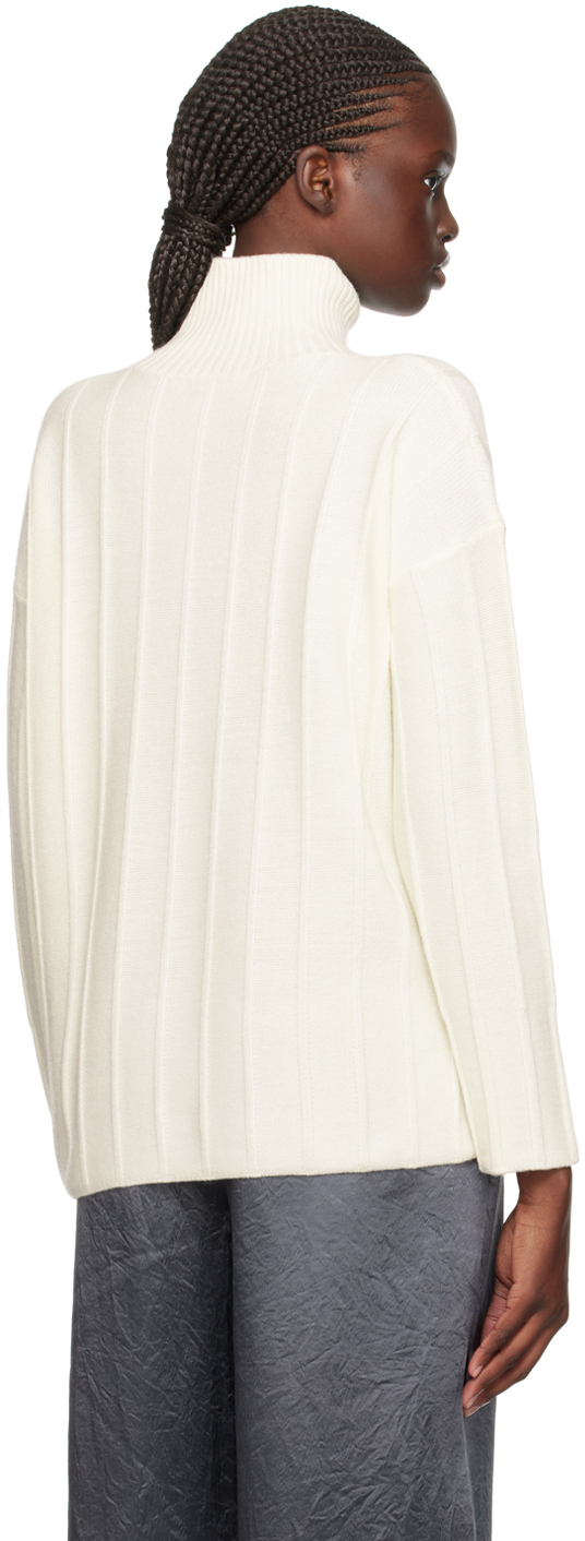 Max Mara Beira Wool Rib Knit Turtleneck Sweater In 008 White