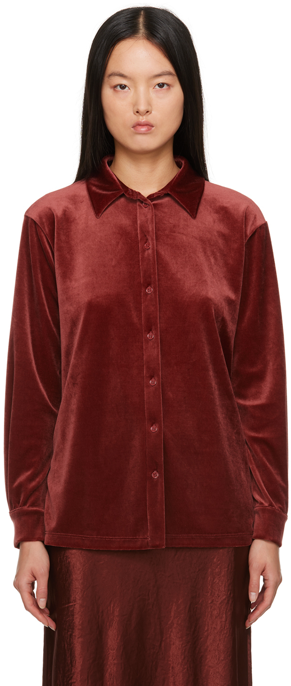 Red Spread Collar Shirt