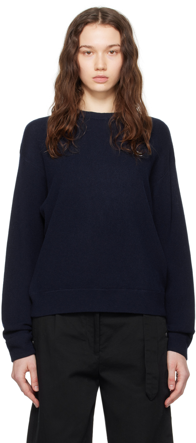 Lacoste Navy Crewneck Sweater In Navy Blue
