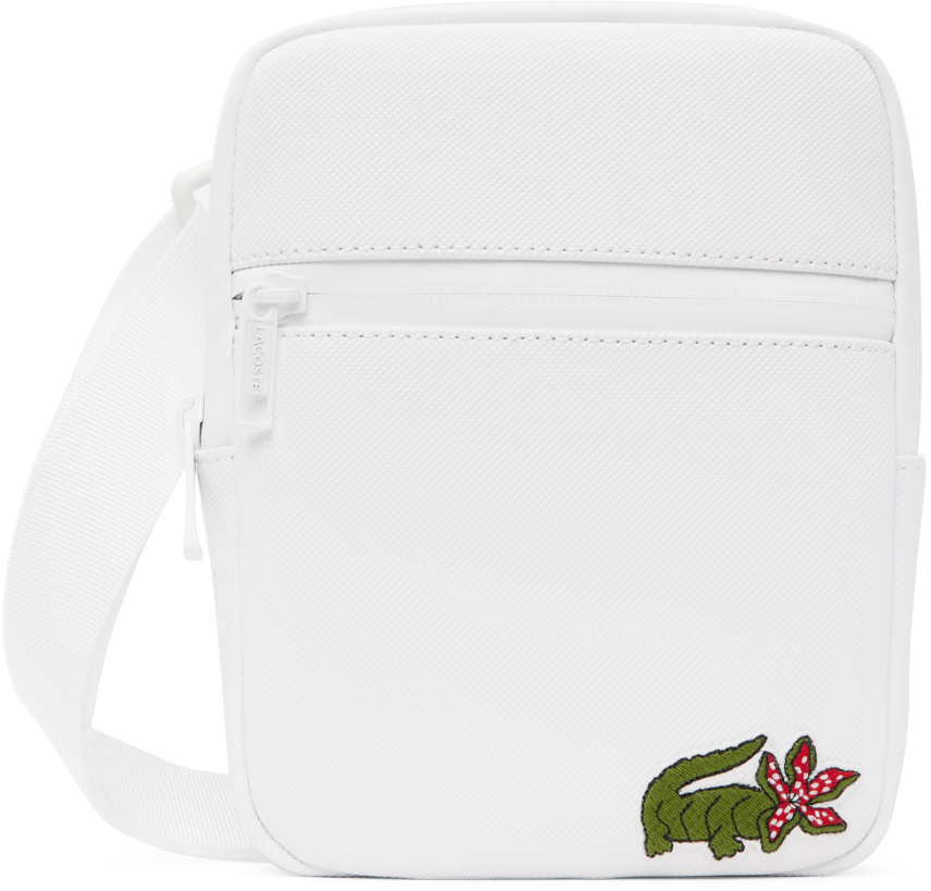 Lacoste White Stranger Things Flat Crossover Bag In M11 Blc Croco Strang