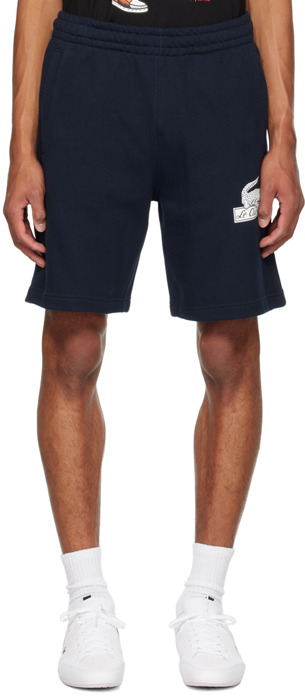 Shop Lacoste Navy Relaxed-fit Shorts In 166 Navy Blue