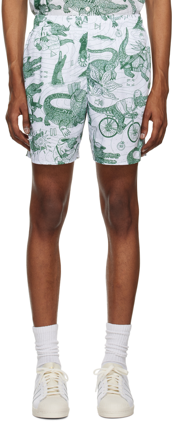 Lacoste Mens  X Netflix Collaboration Shorts In White